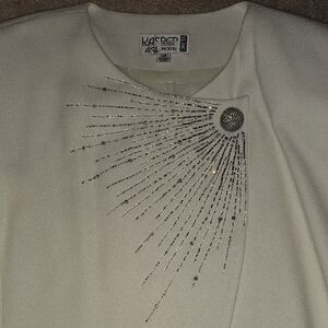 Kasper Cream Top with Silver Embellishments